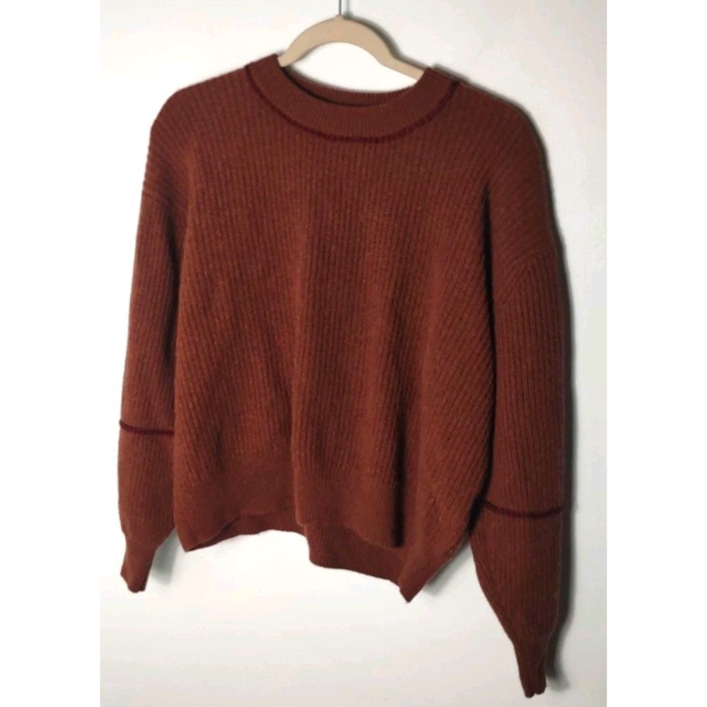 Slouchy Silhouette Rib-Knit rich Chocolate Earthy Dolman Sleeve Cashmere Wool XL